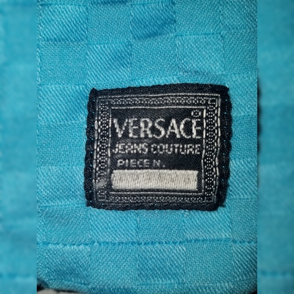Auth 90's Versace turquoise Checkered Mini Dress - Picture 3 of 5